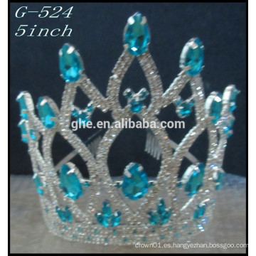 La corona cristalina del Rhinestone para el desfile coronas modificadas para requisitos particulares corona linda del bebé de la tiara de la manera de las tiaras